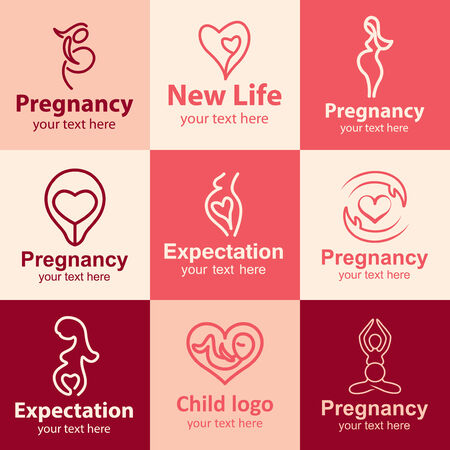 Pregnancy flat icons set ideas for brandのイラスト素材