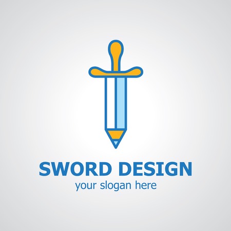 Sword as pencil vector icon template, icon idea for design studio brandのイラスト素材
