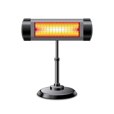 Electric heater isolated on white photo-realistic vector illustrationのイラスト素材