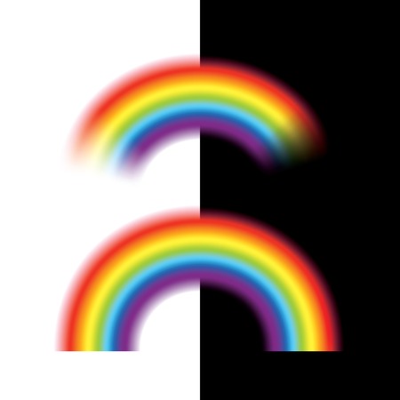 Rainbow isolated on white and black photo-realistic vector illustrationのイラスト素材