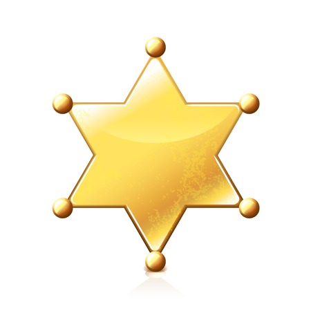 Sheriff star isolated on white photo-realistic vector illustrationのイラスト素材