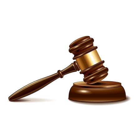 Judge gavel isolated on white photo-realistic vector illustrationのイラスト素材
