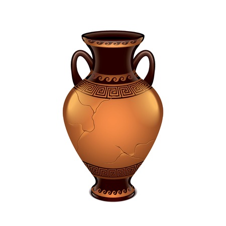 Ancient vase isolated on white photo-realistic vector illustrationのイラスト素材