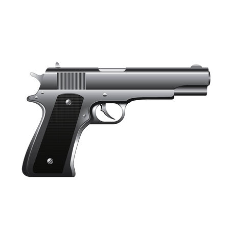 Gun isolated on white photo-realistic vector illustrationのイラスト素材