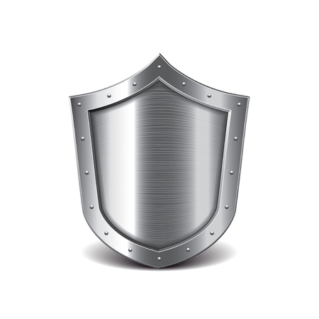 Metal shield isolated on white photo-realistic vector illustrationのイラスト素材