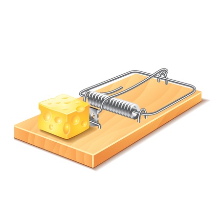 Mousetrap isolated on white photo-realistic vector illustrationのイラスト素材