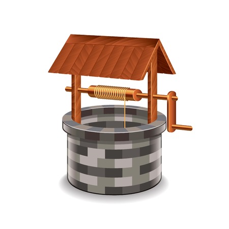 Water well isolated on white photo-realistic vector illustrationのイラスト素材