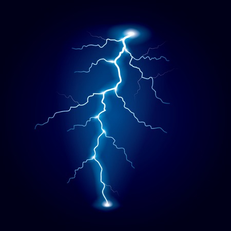 Lightning isolated on dark photo-realistic vector illustrationのイラスト素材