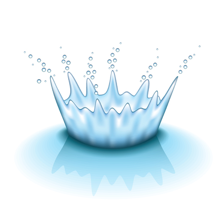 Water splashing isolated on white photo-realistic vector illustrationのイラスト素材