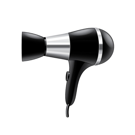 Hair dryer isolated on white photo-realistic vector illustrationのイラスト素材