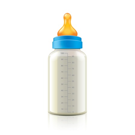 Baby bottle isolated on white photo-realistic vector illustrationのイラスト素材