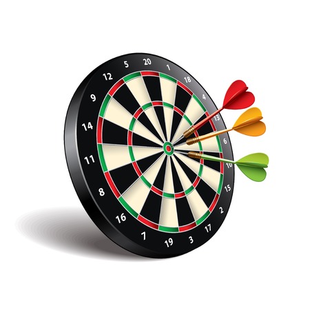 Darts target isolated on white photo-realistic vector illustrationのイラスト素材