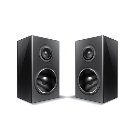 Speakers isolated on white photo-realistic vector illustrationのイラスト素材