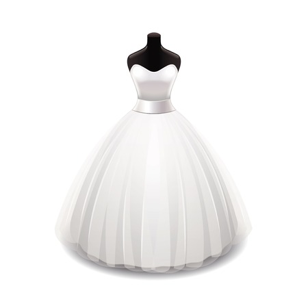 Wedding dress isolated on white photo-realistic vector illustrationのイラスト素材