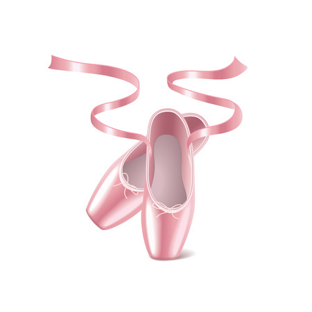 Ballet shoes isolated on white photo-realistic vector illustration