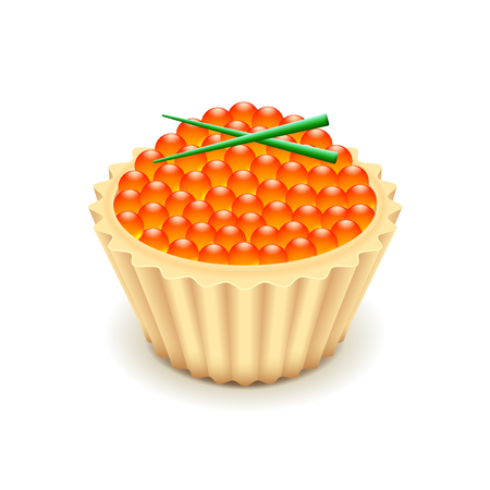 Red caviar isolated on white photo-realistic vector illustrationのイラスト素材