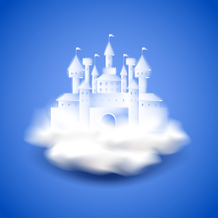 Air castle on blue photo realistic vector backgroundのイラスト素材
