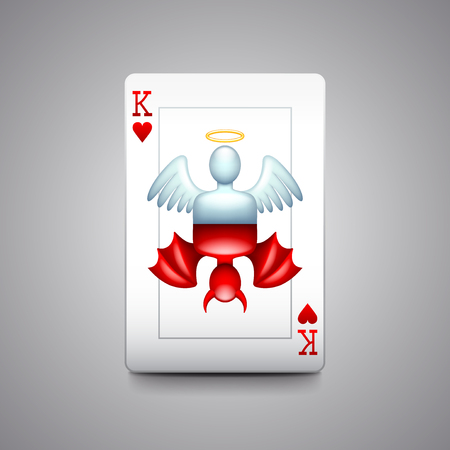 Angel and devil playing cards photo realistic vector illustrationのイラスト素材