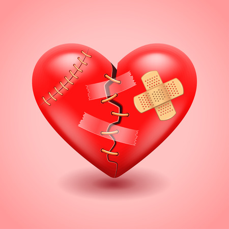 Big broken heart photo realistic vector backgroundのイラスト素材