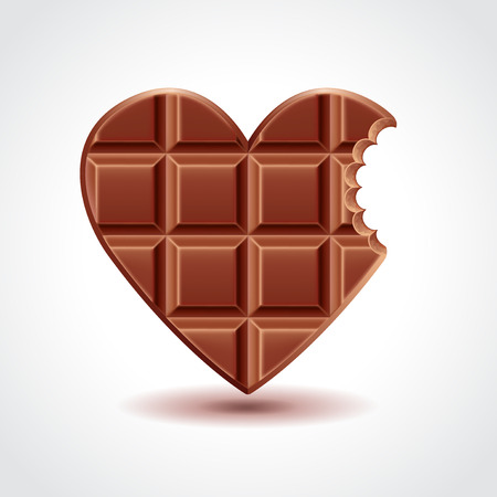 Chocolate heart love concept, photo realistic vector illustrationのイラスト素材