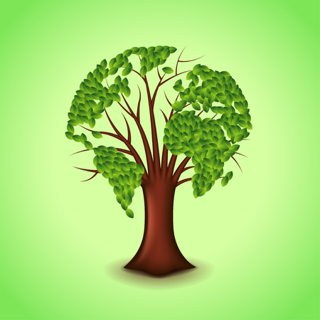 Tree world concept photo realistic vector backgroundのイラスト素材