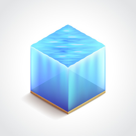 Isometric water cube photo realistic vector illustrationのイラスト素材