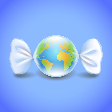 Wrapper globe like candy, environment concept photo realistic vector backgroundのイラスト素材