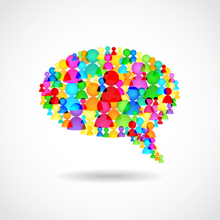 Chat bubble of colorful people photo realistic vector illustrationのイラスト素材