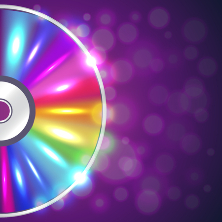 Cd-drive on musical background shiny vector illustrationのイラスト素材