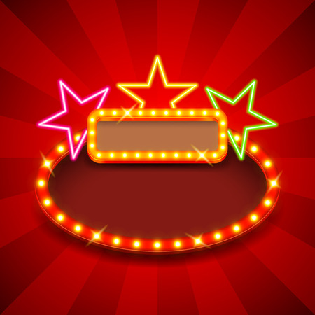 Retro poster with neon stars and lights vector backgroundのイラスト素材