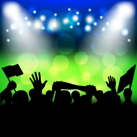 Soccer fans on stadium photo realistic vector backgroundのイラスト素材
