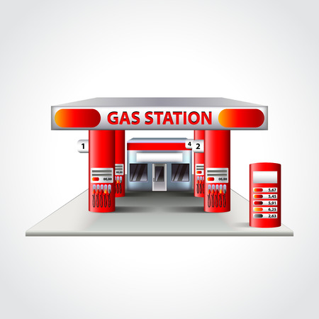 Gas station building isolated high detailed vector illustrationのイラスト素材