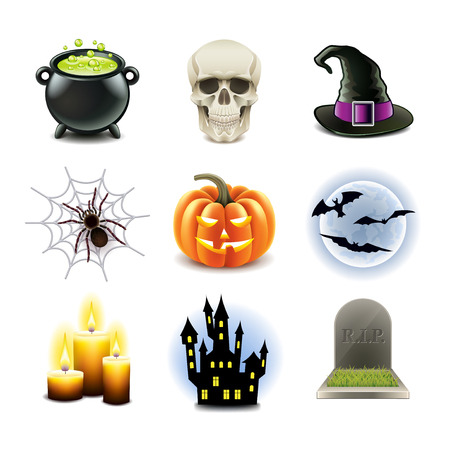 Halloween icons high detailed photo-realistic のイラスト素材