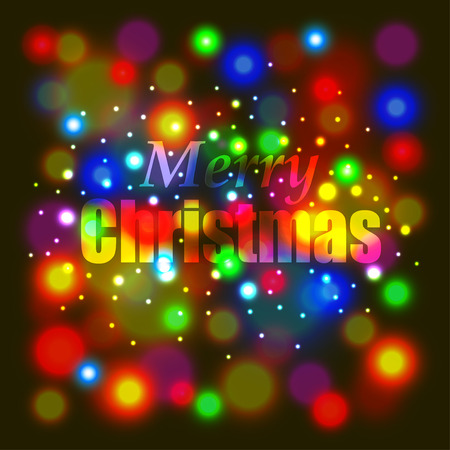 Merry Christmas on colorful luminous background vectorのイラスト素材