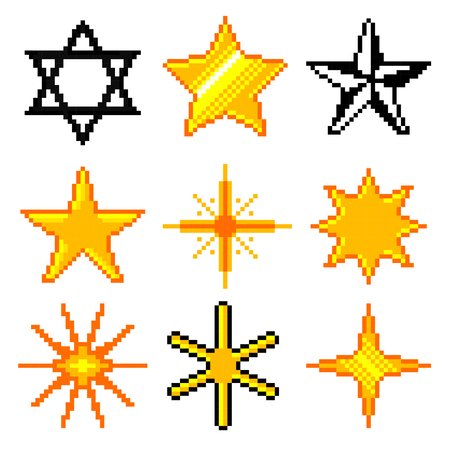 Pixel stars for games icons high detailed vector setのイラスト素材