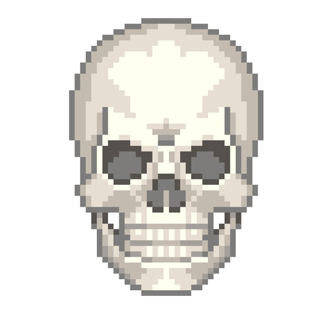 Pixel human skull high detailed isolated vectorのイラスト素材