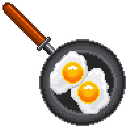Pixel fried eggs high detailed isolated vectorのイラスト素材