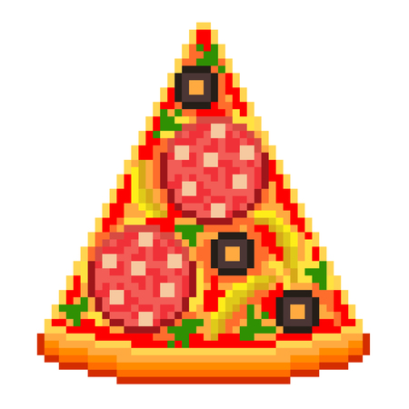 Pixel pizza slice high detailed isolated vectorのイラスト素材