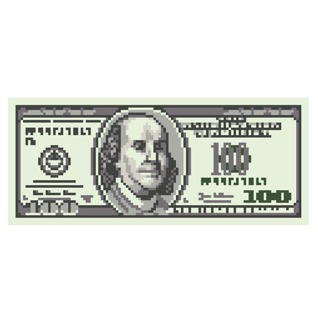 Pixel one hundred dollars high detailed isolated vectorのイラスト素材