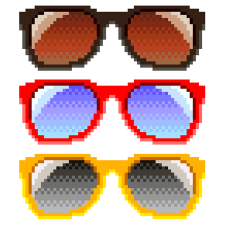 Pixel three sunglasses high detailed isolated vectorのイラスト素材