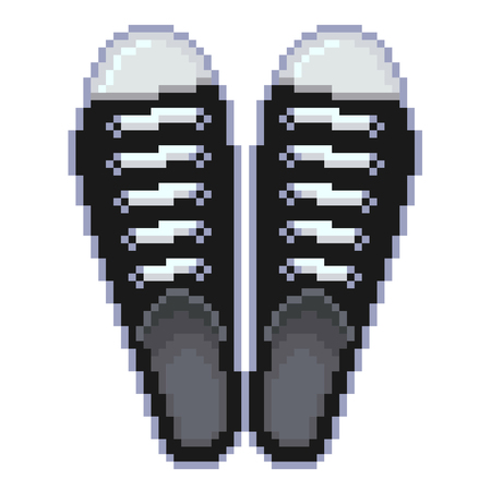 Pixel black sports shoes detailed isolated vectorのイラスト素材