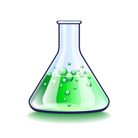 Flask with boiling liquid isolated on white vector illustrationのイラスト素材