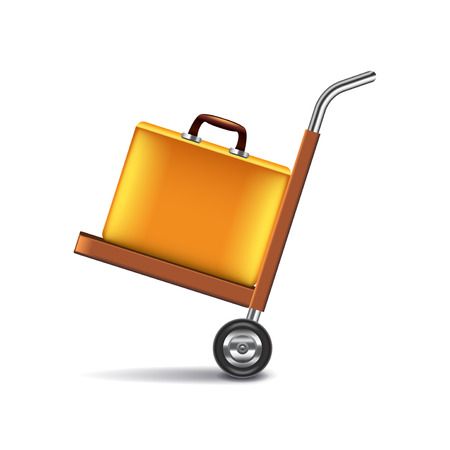 Luggage cart isolated on white photo-realistic vector illustrationのイラスト素材