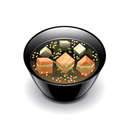 Miso soup isolated on white photo-realistic vector illustrationのイラスト素材