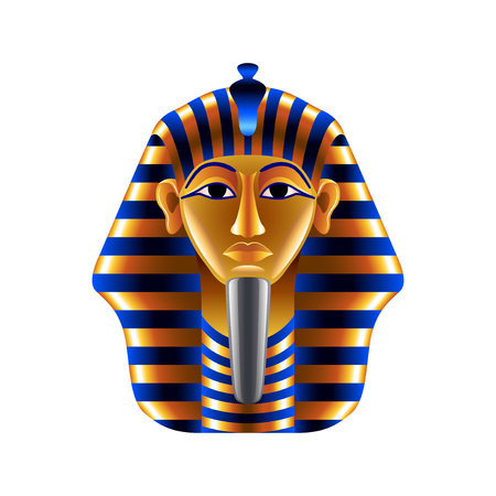Tutankhamuns mask isolated on white photo-realistic vector illustrationのイラスト素材