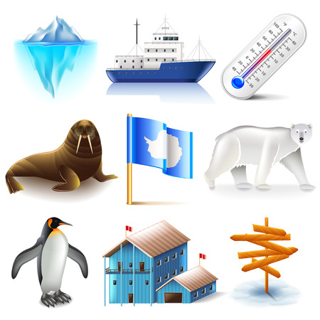 Antarctica icons detailed photo realistic setのイラスト素材