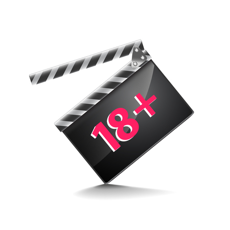 Clapper board adults only isolated on white photo-realistic vector illustrationのイラスト素材
