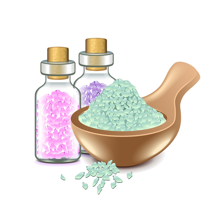 Spa salts isolated on white photo-realistic illustrationのイラスト素材