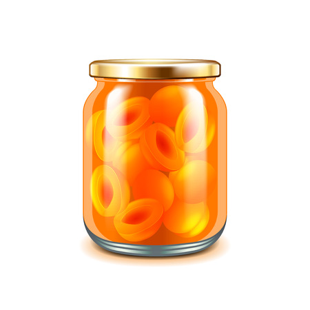 Apricot jam isolated on white photo-realistic vector illustrationのイラスト素材