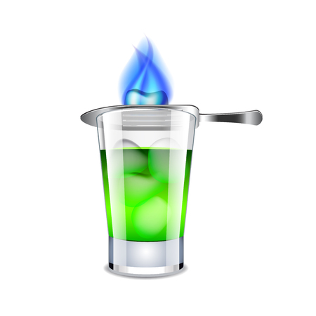 Absinthe isolated on white photo-realistic vector illustrationのイラスト素材